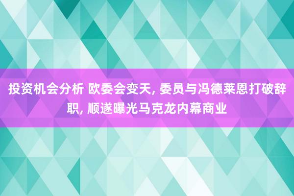 投资机会分析 欧委会变天, 委员与冯德莱恩打破辞职, 顺遂曝光马克龙内幕商业