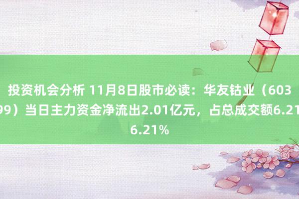 投资机会分析 11月8日股市必读：华友钴业（603799）当日主力资金净流出2.01亿元，占总成交额6.21%