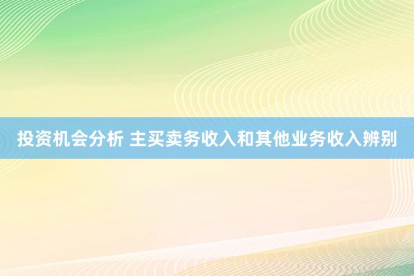 投资机会分析 主买卖务收入和其他业务收入辨别