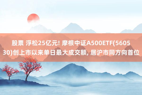 股票 浮松25亿元! 摩根中证A500ETF(560530)创上市以来单日最大成交额, 居沪市同方向首位