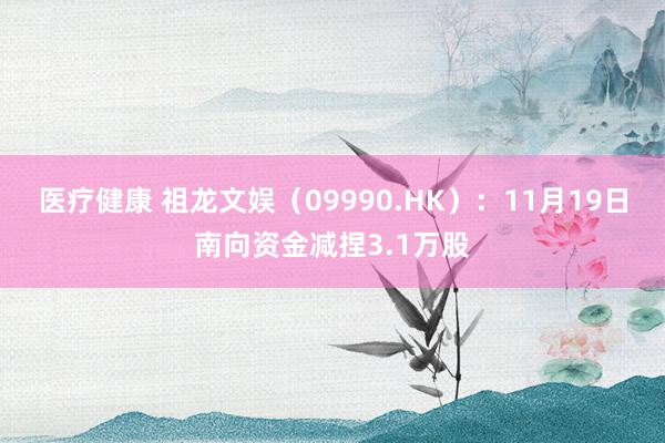 医疗健康 祖龙文娱（09990.HK）：11月19日南向资金减捏3.1万股