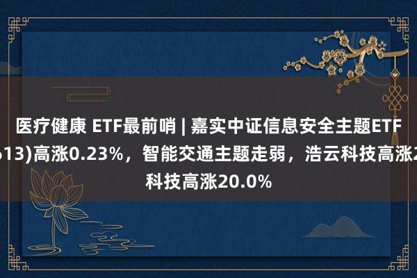 医疗健康 ETF最前哨 | 嘉实中证信息安全主题ETF(159613)高涨0.23%，智能交通主题走弱，浩云科技高涨20.0%