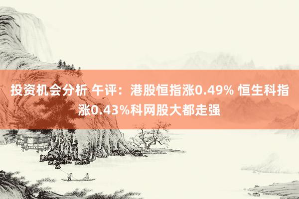 投资机会分析 午评：港股恒指涨0.49% 恒生科指涨0.43%科网股大都走强