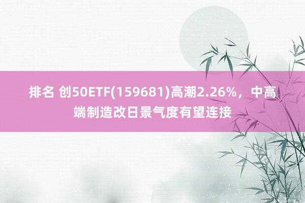 排名 创50ETF(159681)高潮2.26%，中高端制造改日景气度有望连接