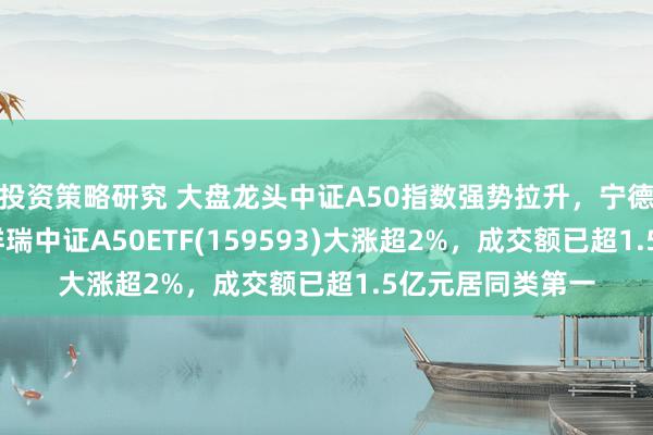 投资策略研究 大盘龙头中证A50指数强势拉升，宁德期间涨超3%，祥瑞中证A50ETF(159593)大涨超2%，成交额已超1.5亿元居同类第一