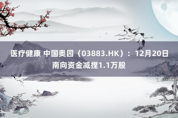 医疗健康 中国奥园（03883.HK）：12月20日南向资金减捏1.1万股