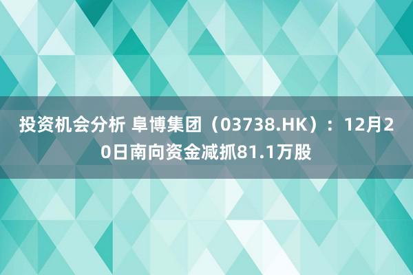 投资机会分析 阜博集团（03738.HK）：12月20日南向资金减抓81.1万股