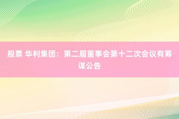 股票 华利集团：第二届董事会第十二次会议有筹谋公告