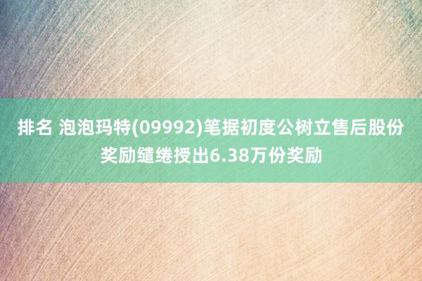 排名 泡泡玛特(09992)笔据初度公树立售后股份奖励缱绻授出6.38万份奖励