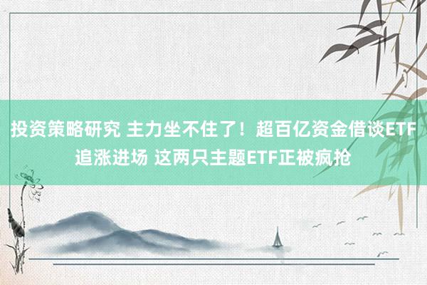 投资策略研究 主力坐不住了！超百亿资金借谈ETF追涨进场 这两只主题ETF正被疯抢