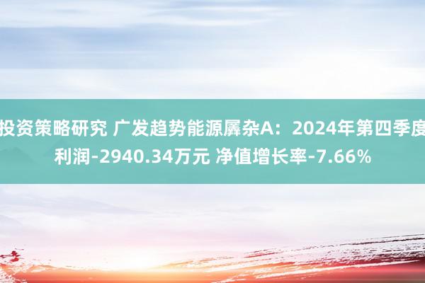 投资策略研究 广发趋势能源羼杂A：2024年第四季度利润-2940.34万元 净值增长率-7.66%