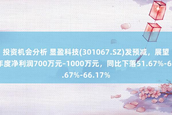 投资机会分析 显盈科技(301067.SZ)发预减，展望2024年度净利润700万元–1000万元，同比下落51.67%-66.17%