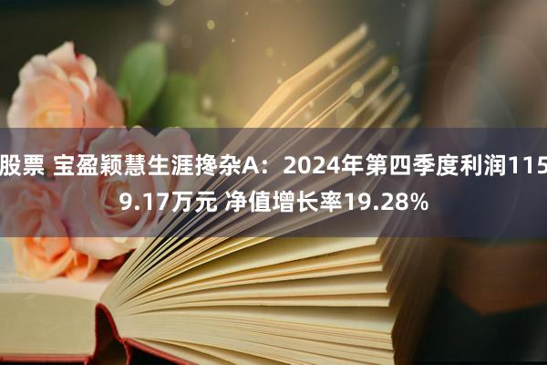 股票 宝盈颖慧生涯搀杂A：2024年第四季度利润1159.17万元 净值增长率19.28%