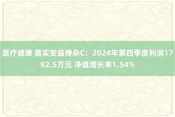 医疗健康 嘉实安益搀杂C：2024年第四季度利润1792.5万元 净值增长率1.54%