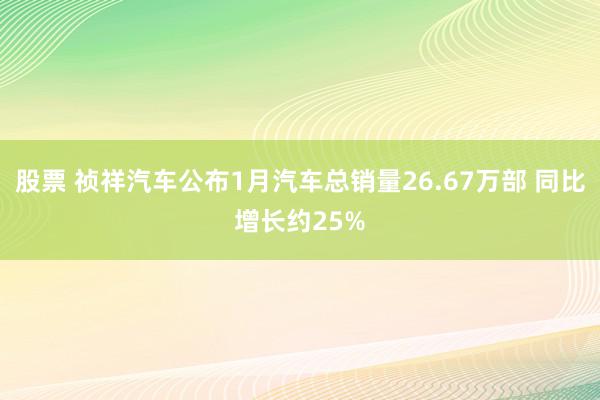 股票 祯祥汽车公布1月汽车总销量26.67万部 同比增长约25%