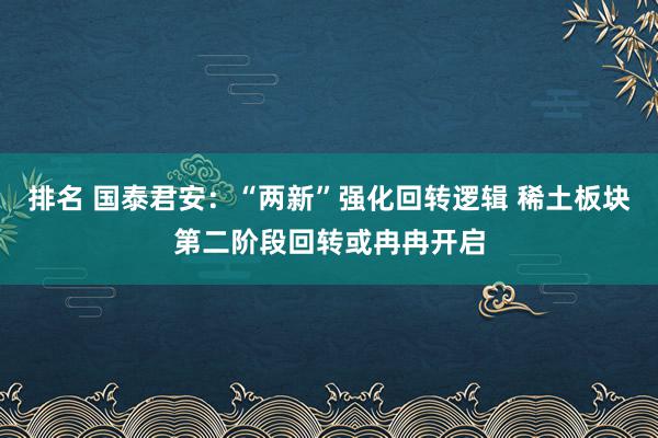 排名 国泰君安：“两新”强化回转逻辑 稀土板块第二阶段回转或冉冉开启