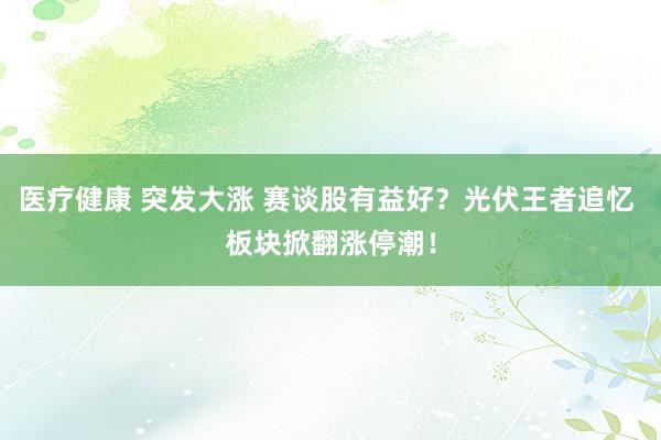 医疗健康 突发大涨 赛谈股有益好？光伏王者追忆 板块掀翻涨停潮！